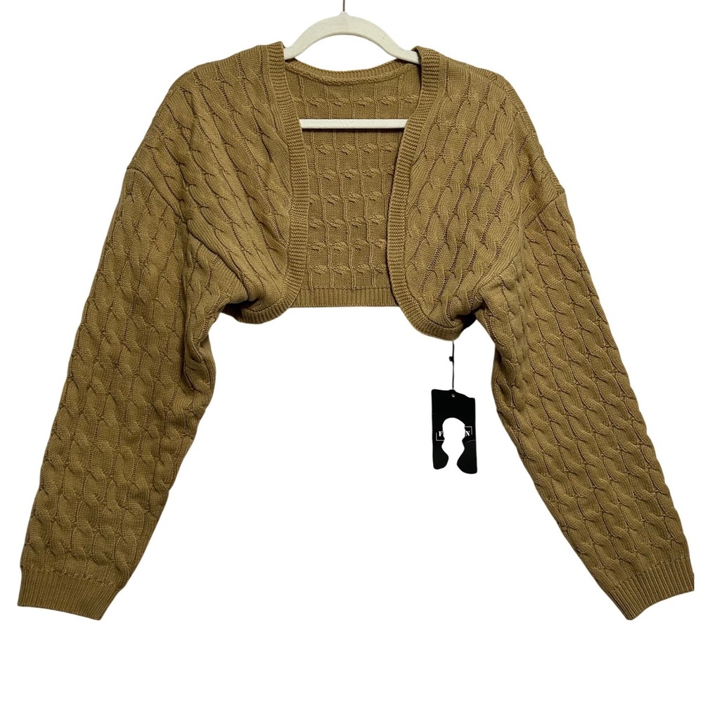 Kohl's Brown Long Sleeved Bolero Style Cable Knit Sweater Women's Size Small NWT